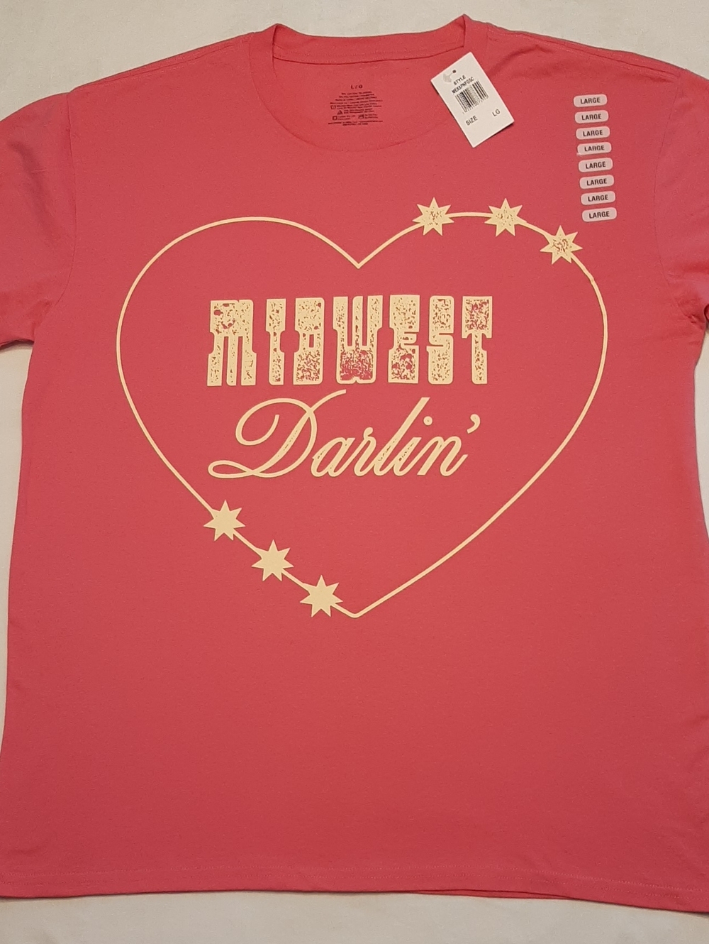 MAD Engine L Pink 'Midwest Darlin'' Graphic Tee Active Or Casual Western Wear